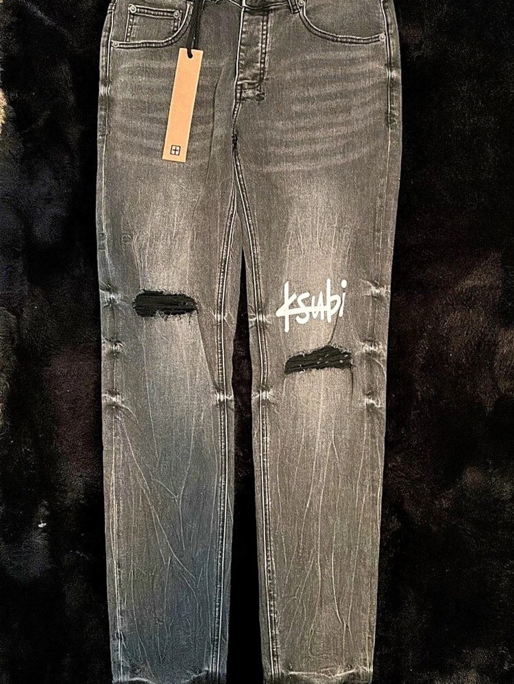 Ksubi Chitch Heroism Distressed Skinny Jeans Black Waist 30
